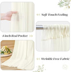 10ft x 10ft Ivory Backdrop Curtain with Lights String for Parties, Sheer Tulle Wedding Photo Backdrops Drapes, alternate view
