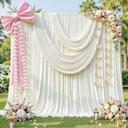 10ft x 10ft Ivory Backdrop Curtains, Ivory Cream Drapes for Backdrop Fabric in 10 ft X 10 ft(2 Panels 5ft X, alternate view 6