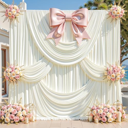 10ft x 10ft Ivory Backdrop Curtains, Ivory Cream Drapes for Backdrop Wedding Birthday Party Baby Bridal Shower, alternate
