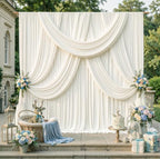 10ft x 10ft Ivory Backdrop Curtains, Wrinkle Free Fabric Drapes for Backdrop, Cream Photo Backdrop Drapes for, alternate view