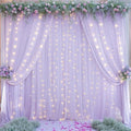 10ft x 10ft Lavender Chiffon Backdrop Curtain with Lights String for Parites Wedding Wrinkle Free Curtain Photo