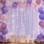 10ft x 10ft Lavender Chiffon Backdrop Curtain with Lights String for Parites Wedding Wrinkle Free Curtain Photo, alternate