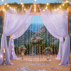 10ft x 10ft Lavender Chiffon Backdrop Curtain with Lights String for Parites Wedding Wrinkle Free Curtain Photo, alternate