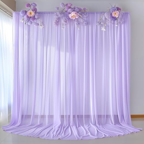 10ft x 10ft Lilac Backdrop Curtains, Wrinkle-Free Sheer Chiffon Fabric Photo Backdrop Drapes for Wedding Arch, alternate view