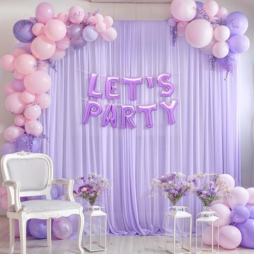 10ft x 10ft Lilac Backdrop Curtains, Wrinkle-Free Sheer Chiffon Fabric Photo Backdrop Drapes for Wedding Arch, alternate view