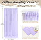 10ft x 10ft Lilac Backdrop Curtains, Wrinkle-Free Sheer Chiffon Fabric Photo Backdrop Drapes for Wedding Arch, alternate view