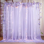 10ft x 10ft Lilac Backdrop Curtains, Wrinkle-Free Sheer Chiffon Fabric Photo Backdrop Drapes for Wedding Arch, alternate view