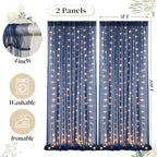 10ft x 10ft Navy Blue Backdrop Curtain with Lights String for Parties, Sheer Tulle Wedding Photo Backdrops, alternate view 4