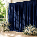 10ft x 10ft Navy Blue Backdrop Curtains for Parties, Wrinkle-Free Fabric Photo Backdrop Drapes for Graduation