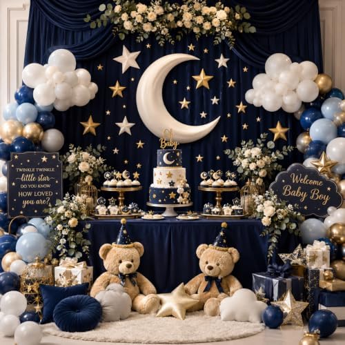 10ft x 10ft Navy Blue Backdrop Curtains for Parties, Wrinkle-Free Fabric Photo Backdrop Drapes for Graduation, alternate view