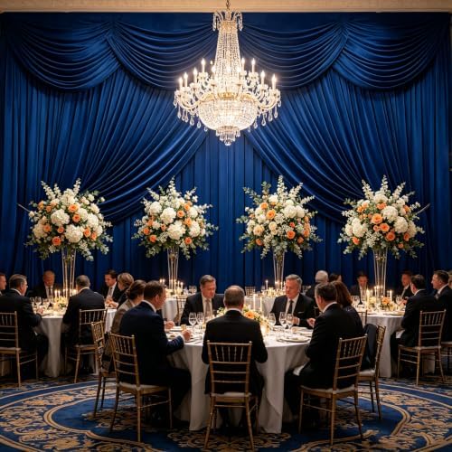 10ft x 10ft Navy Blue Backdrop Curtains for Parties, Wrinkle-Free Fabric Photo Backdrop Drapes for Graduation, alternate view