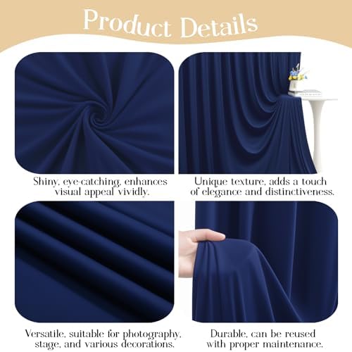 10ft x 10ft Navy Blue Backdrop Curtains, Navy Blue Drapes Backdrop Fabric in 10 ft X 10 ft(2 Panels 5ft X 10ft), alternate