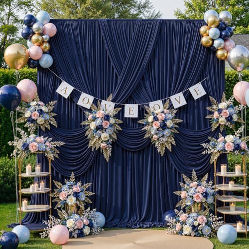 10ft x 10ft Navy Blue Backdrop Curtains, Navy Blue Drapes Backdrop Fabric in 10 ft X 10 ft(2 Panels 5ft X 10ft), alternate