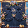 10ft x 10ft Navy Blue Backdrop Curtains, Wrinkle Free Fabric Drapes for Backdrop, Navy Blue Photo Backdrop