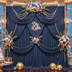 10ft x 10ft Navy Blue Backdrop Curtains, Wrinkle Free Fabric Drapes for Backdrop, Navy Blue Photo Backdrop