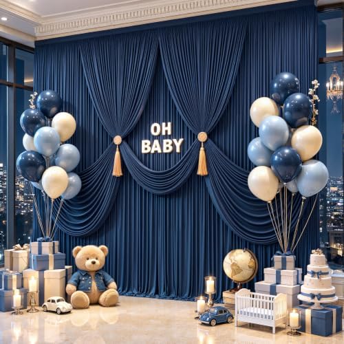 10ft x 10ft Navy Blue Backdrop Curtains, Wrinkle Free Fabric Drapes for Backdrop, Navy Blue Photo Backdrop, alternate view 2