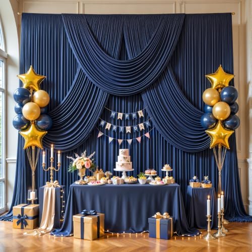 10ft x 10ft Navy Blue Backdrop Curtains, Wrinkle Free Fabric Drapes for Backdrop, Navy Blue Photo Backdrop, alternate view 3