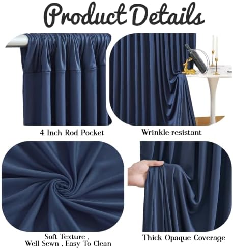 10ft x 10ft Navy Blue Backdrop Curtains, Wrinkle Free Fabric Drapes for Backdrop, Navy Blue Photo Backdrop, alternate view 5