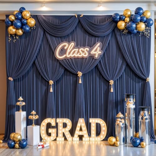 10ft x 10ft Navy Blue Backdrop Curtains, Wrinkle Free Fabric Drapes for Backdrop, Navy Blue Photo Backdrop, alternate view 6