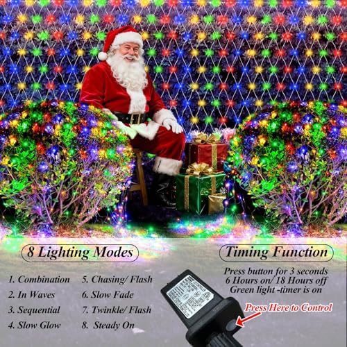 10ft x 10ft Net Lights, 280LED Gazebo Lights Outdoor 8 Modes Timer, Waterproof Connectable Christmas Light Clear, alternate