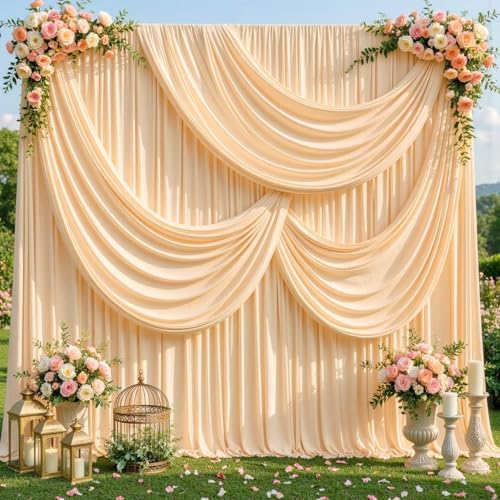 10ft x 10ft New Champagne Backdrop Curtains, Light Champagne Drapes for Backdrop Draping Fabric