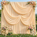 10ft x 10ft New Champagne Backdrop Curtains, Light Champagne Drapes for Backdrop Draping Fabric