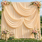 10ft x 10ft New Champagne Backdrop Curtains, Light Champagne Drapes for Backdrop Draping Fabric