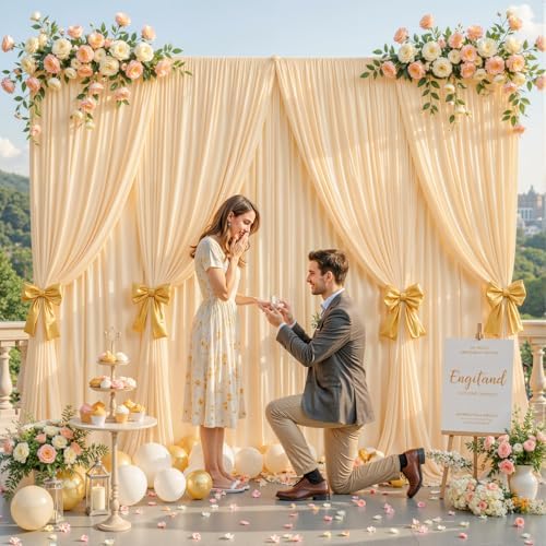 10ft x 10ft New Champagne Backdrop Curtains, Light Champagne Drapes for Backdrop Draping Fabric, alternate view 3