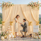 10ft x 10ft New Champagne Backdrop Curtains, Light Champagne Drapes for Backdrop Draping Fabric, alternate view 3