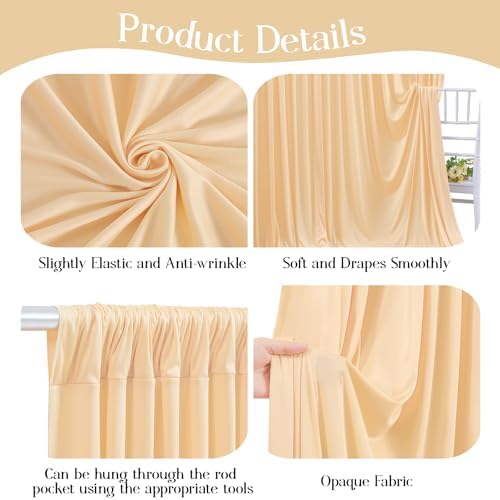 10ft x 10ft New Champagne Backdrop Curtains, Light Champagne Drapes for Backdrop Draping Fabric, alternate view 6