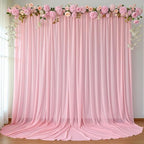 10ft x 10ft Peach Pink Backdrop Curtains, Wrinkle-Free Sheer Chiffon Fabric Photo Backdrop Drapes for Wedding