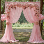 10ft x 10ft Peach Pink Backdrop Curtains, Wrinkle-Free Sheer Chiffon Fabric Photo Backdrop Drapes for Wedding, alternate view