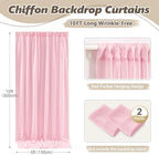 10ft x 10ft Peach Pink Backdrop Curtains, Wrinkle-Free Sheer Chiffon Fabric Photo Backdrop Drapes for Wedding, alternate view
