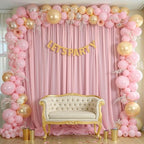 10ft x 10ft Peach Pink Backdrop Curtains, Wrinkle-Free Sheer Chiffon Fabric Photo Backdrop Drapes for Wedding, alternate view