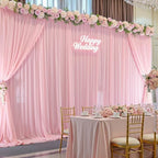 10ft x 10ft Peach Pink Backdrop Curtains, Wrinkle-Free Sheer Chiffon Fabric Photo Backdrop Drapes for Wedding, alternate view