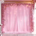10ft x 10ft Pink Backdrop Curtain with Lights String for Parties, Sheer Tulle Wedding Photo Backdrops Drapes for