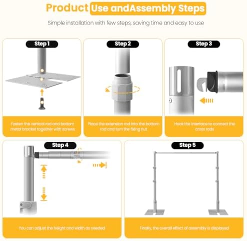 10ft x 10ft Pipe and Drape Adjustable Backdrop Stand Kit in Long:4.8~10ft, wide:4.8~10ft, alternate view 6