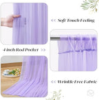 10ft x 10ft Purple Backdrop Curtain with Lights String for Parties, Sheer Tulle Wedding Photo Backdrops Drapes, alternate