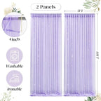 10ft x 10ft Purple Backdrop Curtain with Lights String for Parties, Sheer Tulle Wedding Photo Backdrops Drapes, alternate