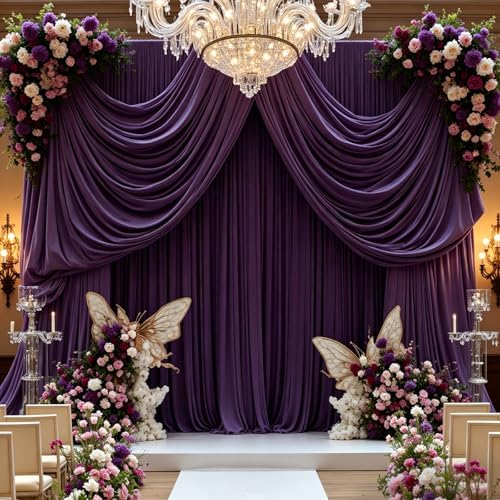 10ft x 10ft Purple Backdrop Curtains for Parties, 2 Panels 5ft x 10ft Wrinkle-Free Drapes for Lavender Wedding, alternate