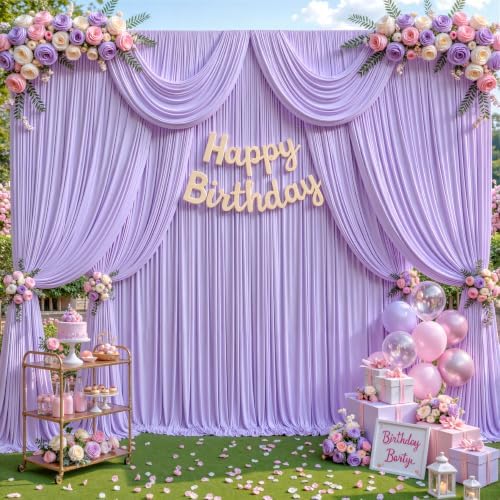 10ft x 10ft Purple Backdrop Curtains, Lavender Lilac Drapes for Backdrop Draping Fabric Wedding Birthday Party, alternate