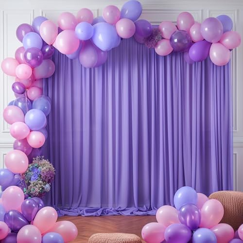 10ft x 10ft Purple Backdrop Curtains, Wrinkle-Free Sheer Chiffon Fabric Photo Backdrop Drapes for Wedding Arch, alternate