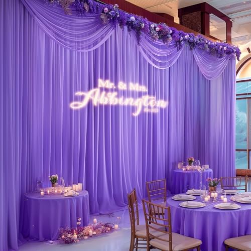 10ft x 10ft Purple Backdrop Curtains, Wrinkle-Free Sheer Chiffon Fabric Photo Backdrop Drapes for Wedding Arch, alternate