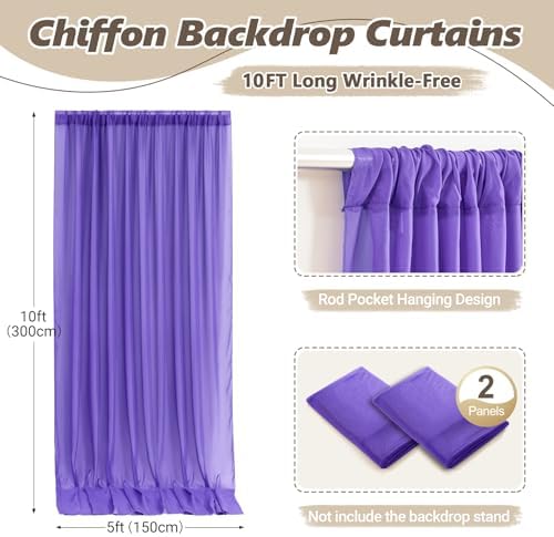 10ft x 10ft Purple Backdrop Curtains, Wrinkle-Free Sheer Chiffon Fabric Photo Backdrop Drapes for Wedding Arch, alternate