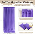 10ft x 10ft Purple Backdrop Curtains, Wrinkle-Free Sheer Chiffon Fabric Photo Backdrop Drapes for Wedding Arch, alternate