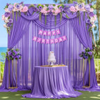 10ft x 10ft Purple Backdrop Curtains, Wrinkle-Free Sheer Chiffon Fabric Photo Backdrop Drapes for Wedding Arch, alternate