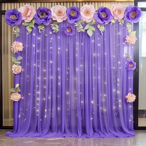 10ft x 10ft Purple Backdrop Curtains, Wrinkle-Free Sheer Chiffon Fabric Photo Backdrop Drapes for Wedding Arch, alternate