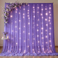 10ft x 10ft Purple Chiffon Backdrop Curtain with Lights String for Parties,2 Panels Sheer Tulle Curtain Wedding