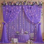 10ft x 10ft Purple Chiffon Backdrop Curtain with Lights String for Parties,2 Panels Sheer Tulle Curtain Wedding, alternate