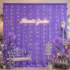 10ft x 10ft Purple Chiffon Backdrop Curtain with Lights String for Parties,2 Panels Sheer Tulle Curtain Wedding, alternate